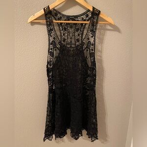 Sheet black lace dress